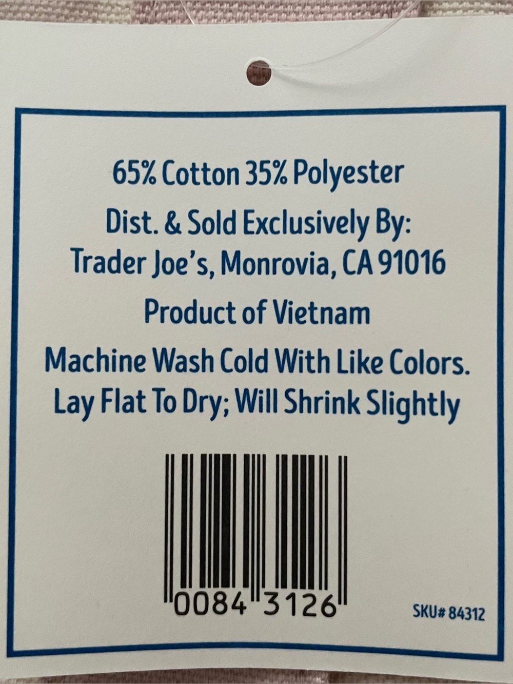 Trader Joe's Striped Mini Canvas Tote Pastel Green and Tan - Picture 6 of 6